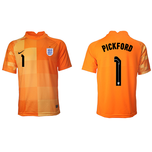 Inghilterra Jordan Pickford #1 Portiere Seconda Maglia Mondiali 2022 Manica Corta